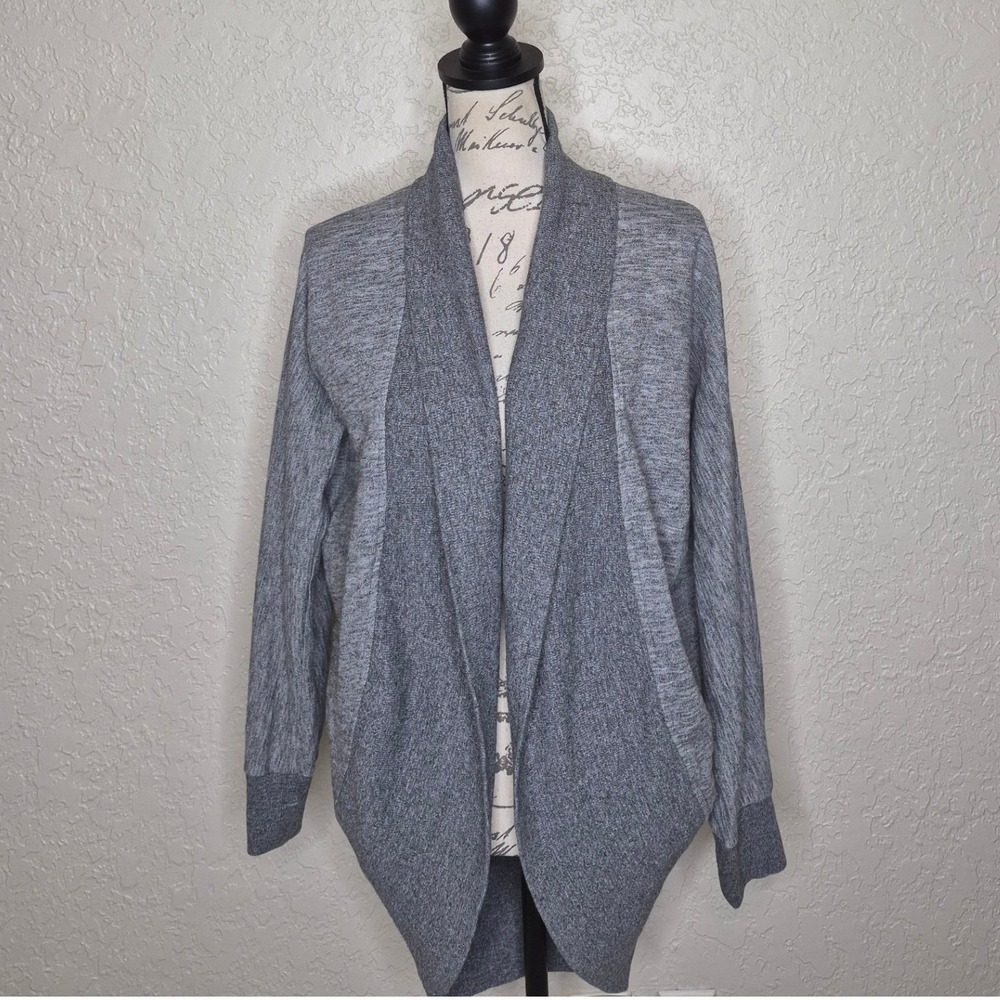 Forever 21 Heather Gray Open Front Shawl Collar Cocoon Cardigan Sweater Medium